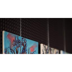 Walker System Plain Rod - Clear Acrylic, 72" - in use to hold up art on panel