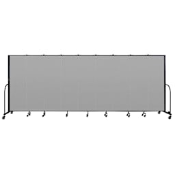 Screenflex Portable Room Dividers - 6 ft x 16 ft, Gray, 9 Panel - front