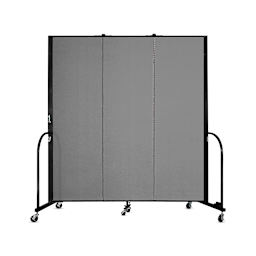 Screenflex Portable Room Dividers - 6 ft x 5 ft, Gray, 3 Panel - back