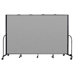 Screenflex Portable Room Dividers - 6 ft x 9 ft, Gray, 5 Panel
