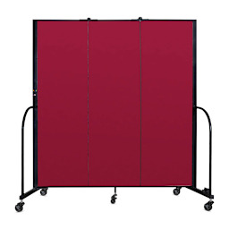 Screenflex Portable Room Dividers - 6 ft, Red, 3 Panel - front