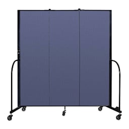 Screenflex Portable Room Dividers - 6 ft x 5 ft, Blue, Portable, 3 Panel - front