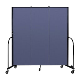 Screenflex Portable Room Dividers - 6 ft, Bright Blue, 3 Panel - back