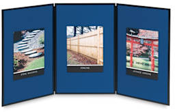 3Acco Quartet Show-It! Portable Display System - 3 Panel Display System shown with pictures