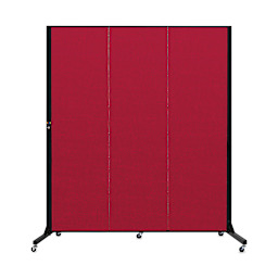 Screenflex Light-Duty Divider - 6'5" x 5'9", Red, 3 Panel