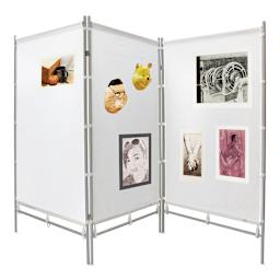Flourish FlexFrame MeshPanels Aluminum Display Wall - 4 ft, 3 Panel, With Artwork Hung