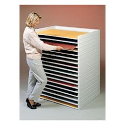 Safco Giant Stacking Trays Pack - Pkg of 2, Large - very tall stack of trays in use