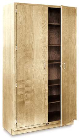Hann Hardwood Storage Cabinet - Angled cabinet with one door slightly open