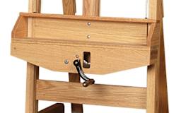 Best Crank Easel​ - Closeup of Storage tray and Hand crank