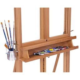 Mabef Artist Plus Easel M-07 - Closeup of Brush and Equipment tray loaded with supplies