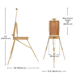 Blick French Easel by Jullian, dimensions chart