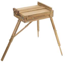 Blick French Easel by Jullian - Sketchbox folded down on top of easel's legs.