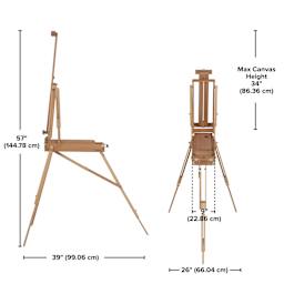 Blick Half French Easel by Jullian, dimensions chart