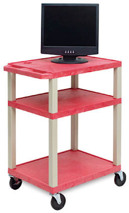 Tuffy Multi-Purpose Art Cart - 3 shelf Red Cart holding monitor, not included

