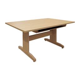 Hann Art Table - 30''H x 60''L x 42''W, Rounded Corner With Shelf, High Pressure Laminate Top