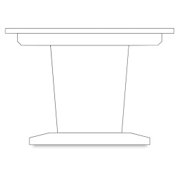 Hann Armor Edge Tables - Sketch of side view showing tapered legs