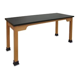 Hann Table with Scalloped Edge - Red Oak, Plastic Top, 24" x 54"