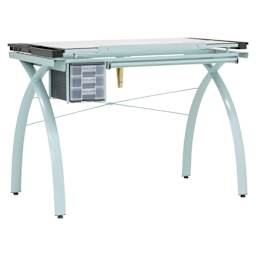Studio Designs Futura Craft Station - Sage Frame/Clear Glass, front with the top flat