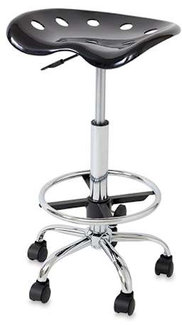 Bieffeplast Tractor Stools - Front view of drafting height stool with black seat and footring