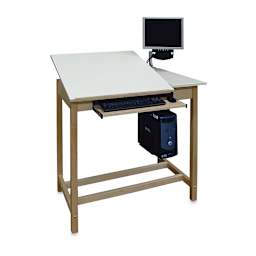 Hann CAD Drafting Table With Split Fiberesin Top - left angle view (computer not included)