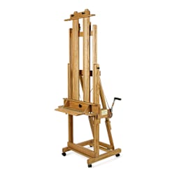 Best Elegant H-Frame Easel - Angled side view showing winch system