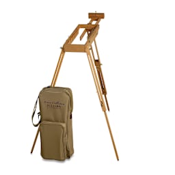 Jullian Rexy Watercolor Easel - Easel shown standing with carry bag adjacent