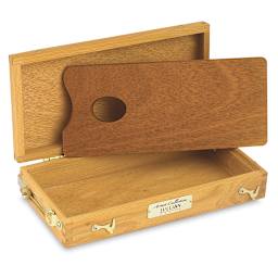 Jullian Rexy Watercolor Easel - Front view of Accessory Paint Box showing included palette upright