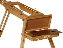 Jullian Rexy Watercolor Easel - Easel with open Paint Accessory box attached