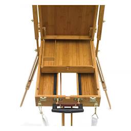 Bamboo French Sketchbox Easel - Rear view showing drawer and retractable handle