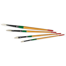 Guerrilla Painter Bristle Brush Set - Long handled set of 4 Filberts upright