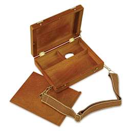 Utrecht Handheld Pochade Box, open with palette to the left of box