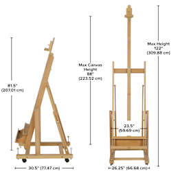 Blick by Jullian Convertible H-Frame Easel, dimensions chart