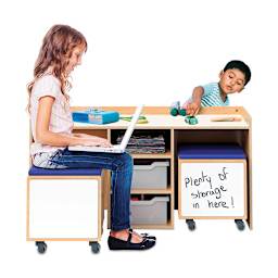 Whitney Brothers STEM Activity Desk and Mobile Seating Storage showing children working