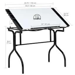 Studio Dmensionsesigns Folding Craft Station - White with Black Base, with dimensions