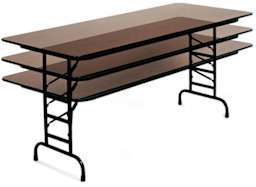 Correll Melamine Folding Tables - Motion shot illustrating adjustable heights
