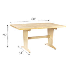 Diversified Spaces Planning Table - Maple Top, 26"H x 60"W x 42"D with dimensions