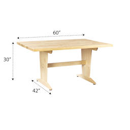 Diversified Spaces Planning Table - Maple Top, 30"H x 60"W x 42"D with dimensions
