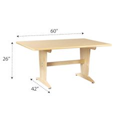 Diversified Spaces Planning Table - Birch Laminate Top, 26"H x 60"W x 42"D with dimensions