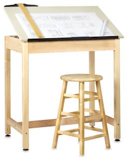 Diversified Spaces Drawing Table - Shown with Table raised and Stool (not included)