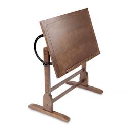 Studio Designs Vintage Drafting Table - Rustic Oak, Side View w/ Top in Vertical Position