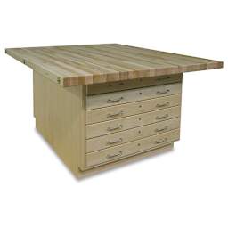 Hann Art and Printmaking Workstation - Maple Top, 2-Door, six drawer cabinet side