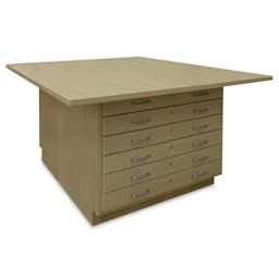 Hann Art and Printmaking Workstation - Maple Laminate Top, 4-Door, six drawer side of the cabinet
