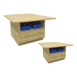 Hann Craft and Project Workstations - Maple Laminate Top, front and back of workstation