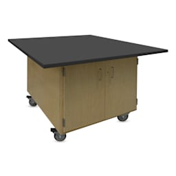 Hann Art and Printmaking Workstation - Black Laminate Top, 2-Door, with Casters
