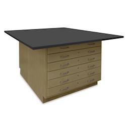 Hann Art and Printmaking Workstation - Black Laminate Top, 4-Door, six drawer side of the cabinet