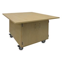Hann Art and Printmaking Workstation - Maple Laminate Top, 2-Door cabinet side with Casters