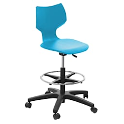 Smith System Flavors Adjustable Stool - Right angled view of Cerulean Chair with Casters