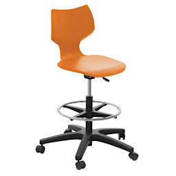 Smith System Flavors Adjustable Stool - Right angled view of Orange Chair with Casters