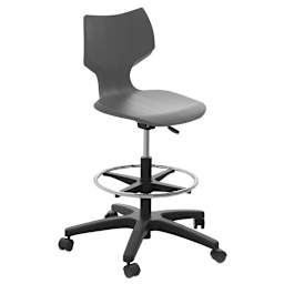 Smith System Flavors Adjustable Stool - Right angled view of Charcoal Chair with Casters
