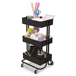 Darice 3-Tier Rolling Carts - Matte Black (Supplies not included)